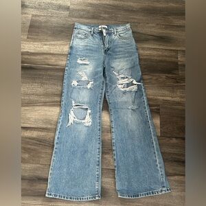 Distressed Vibrant M.I.U flare jeans